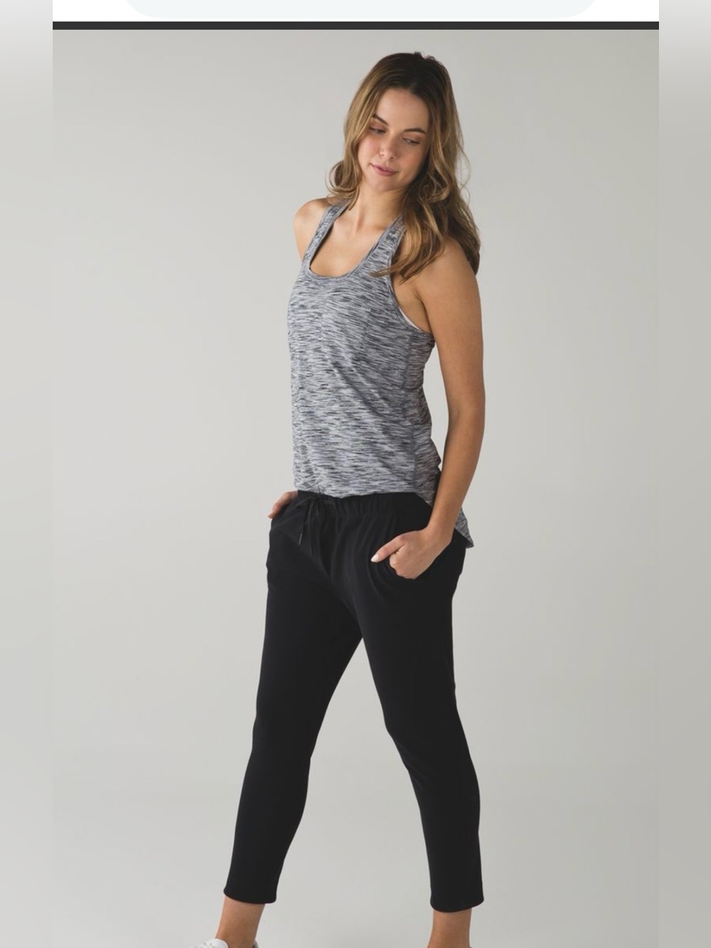 Lululemon Yogi Racer Back III Tank – White Black Space Dye Estimated Size 8